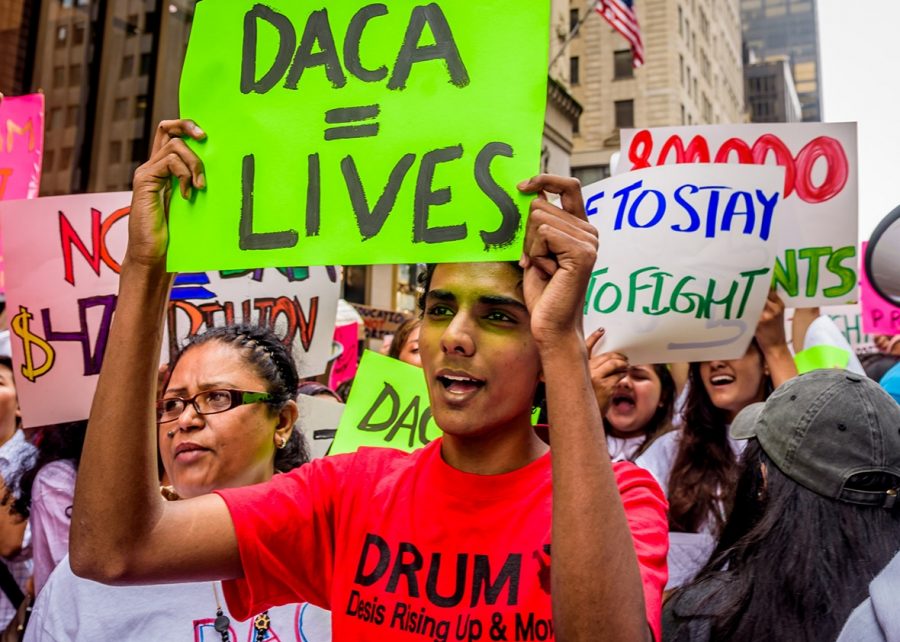 Above: Protesters speak out against the end of DACA. 