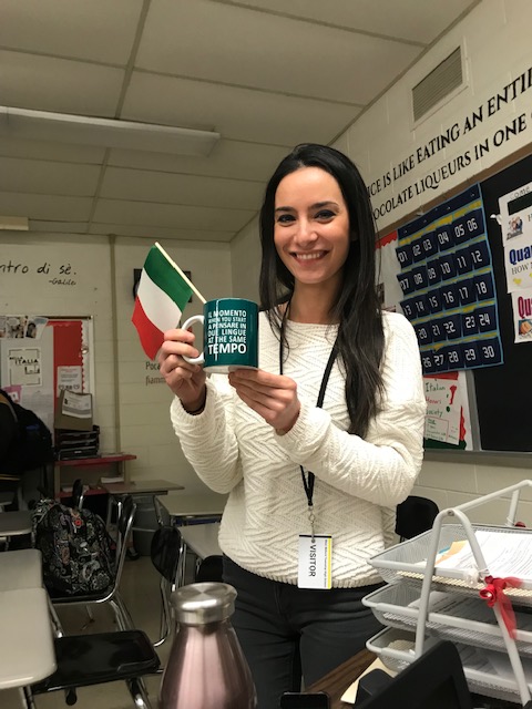 Above: Ms. Shana Coviello visits the Italian 4H class. Photo Courtesy: Ms. Vincenza Certosimo