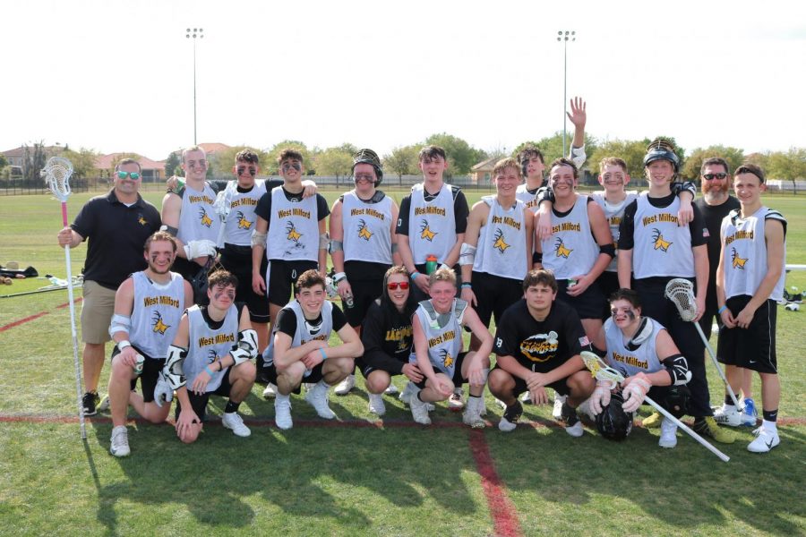 The boys lacrosse team after their first scrimmage in Florida 