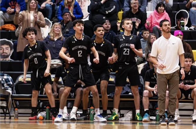 The bench looks on late in the game against Fair Lawn